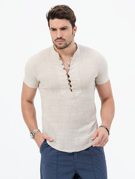 Arie | Henley t-shirt in zand