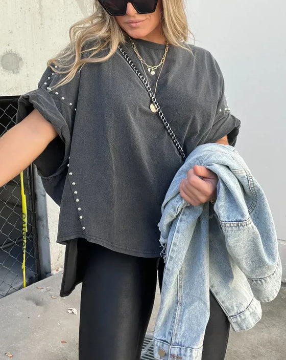 Stefanie - OVERSIZED T-SHIRT MET STUDS