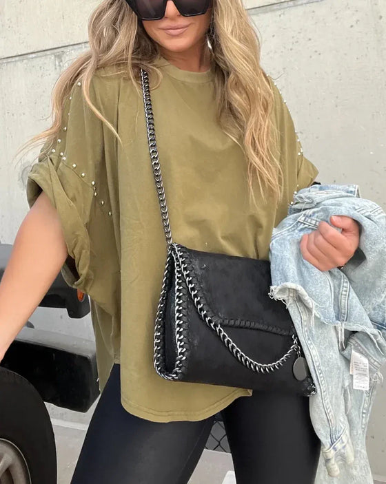 Stefanie - OVERSIZED T-SHIRT MET STUDS